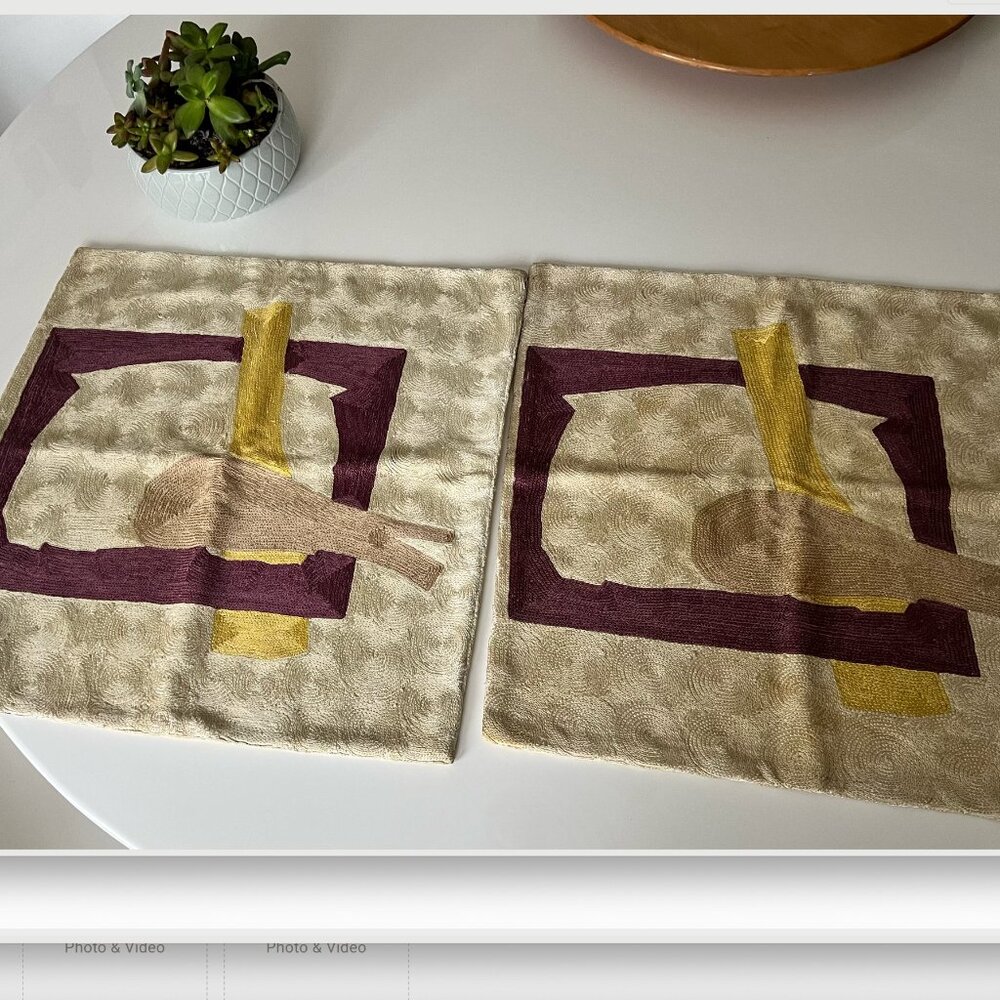 John Robshaw Luxe Embroidered Silk Pillow Covers, Set of 2, 18.5"x19"